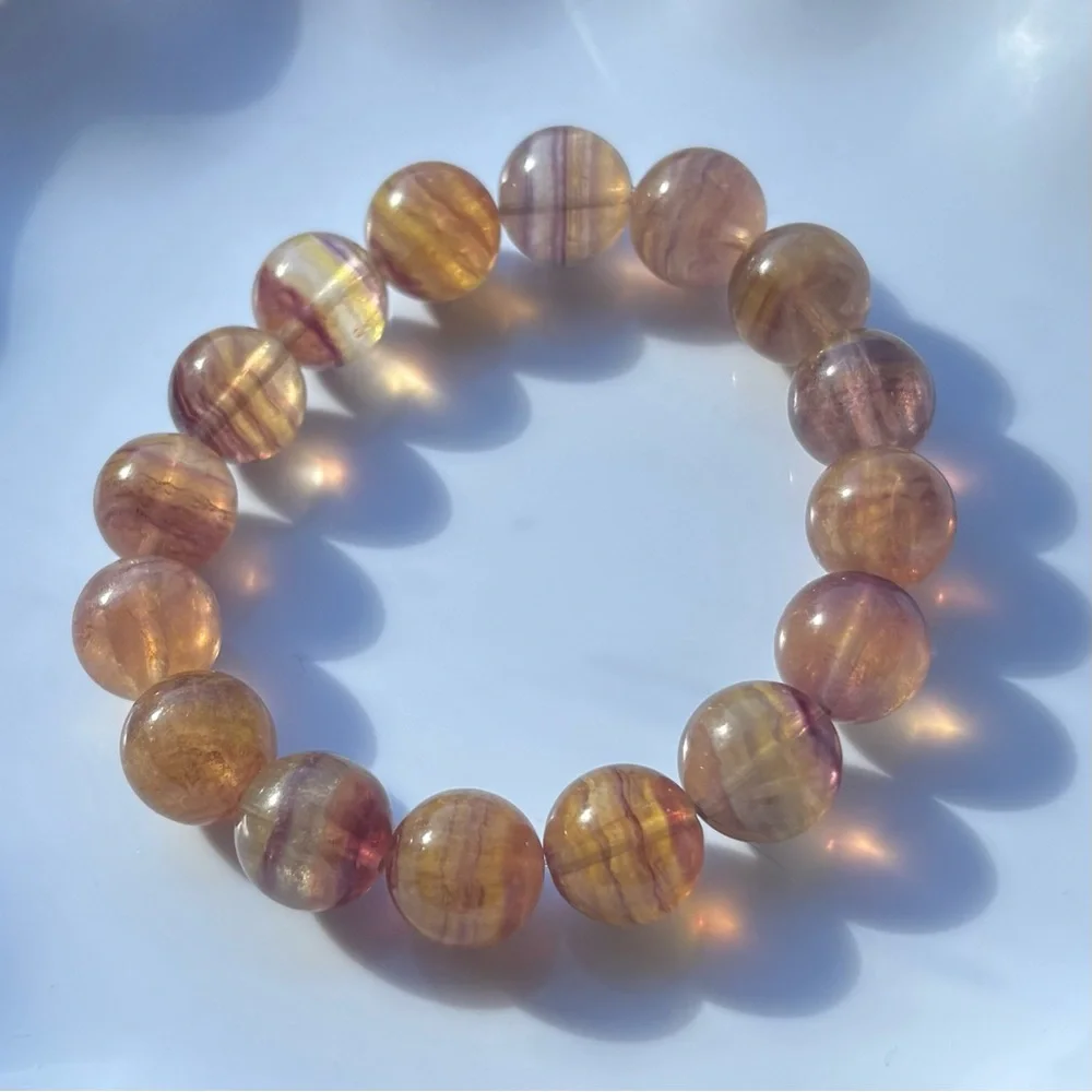 HQ Banded Fluorite Crystal Bracelet 13mm - Picture 10 of 13